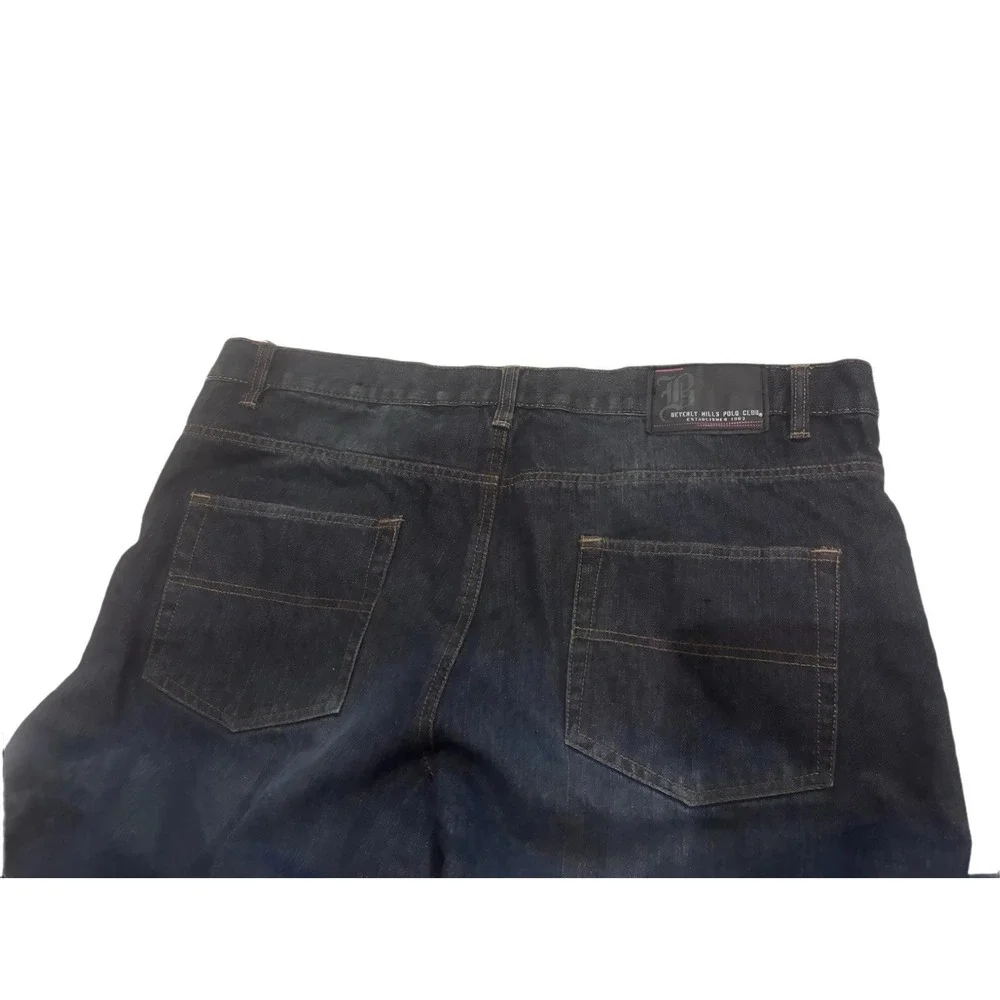 Beverly Hills Polo Club Mens Jeans 38x32 Dark Wash Blue 100% Cotton Straight Leg
